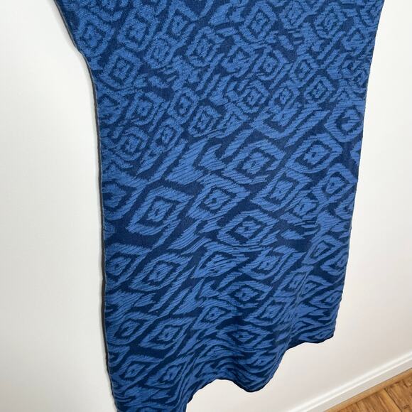 Gudrun Sjoden Womens Cap Sleeve Knit Midi Dress Small Blue Geometric V Neck - Picture 5 of 9